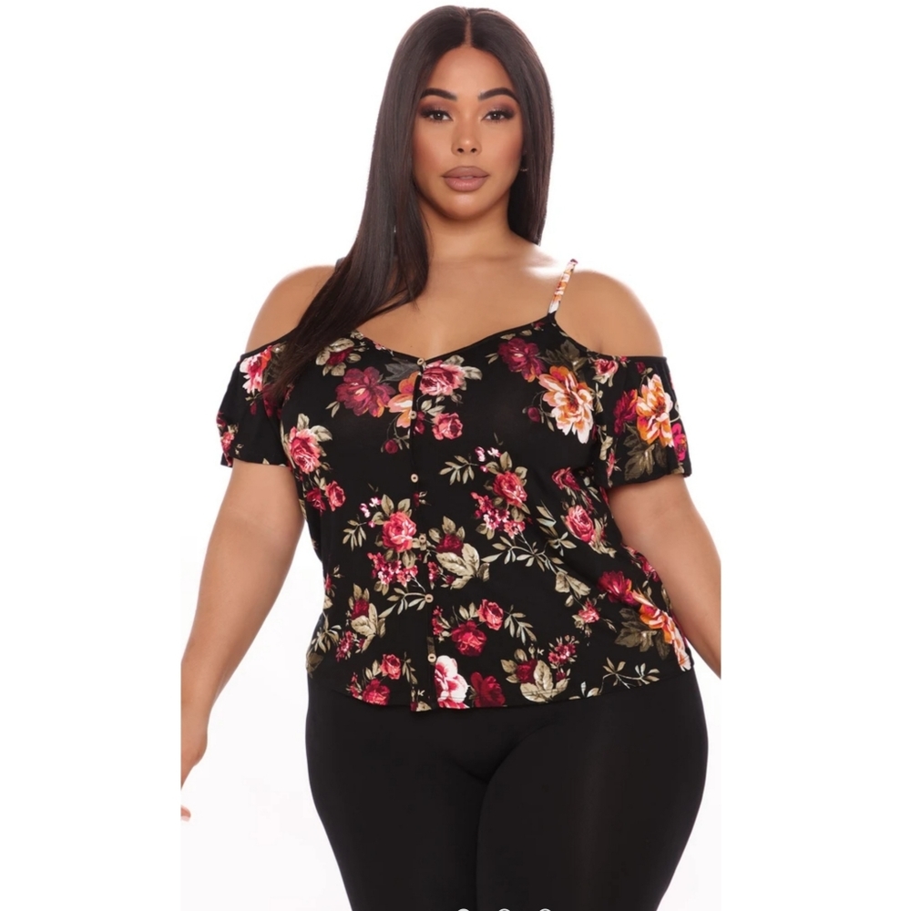 Fashion Nova So Fresh Cold Shoulder Top NWOT 1X - Picture 3 of 10